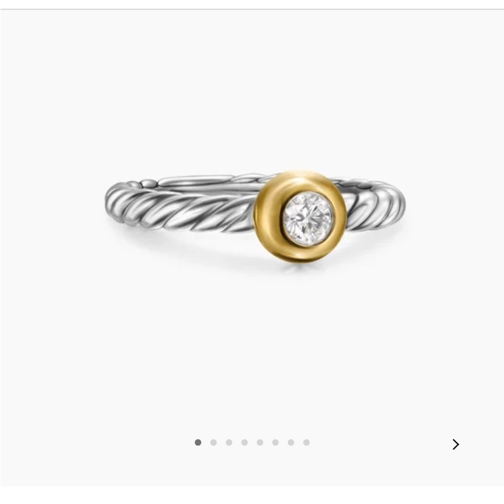 David Yurman Petite Cable Ring with Center Diamond Size 6